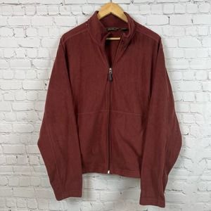 Eddie Bauer Super Soft Cozy Fleece Full Zip Mock Neck Jacket Dark Orange Men XL